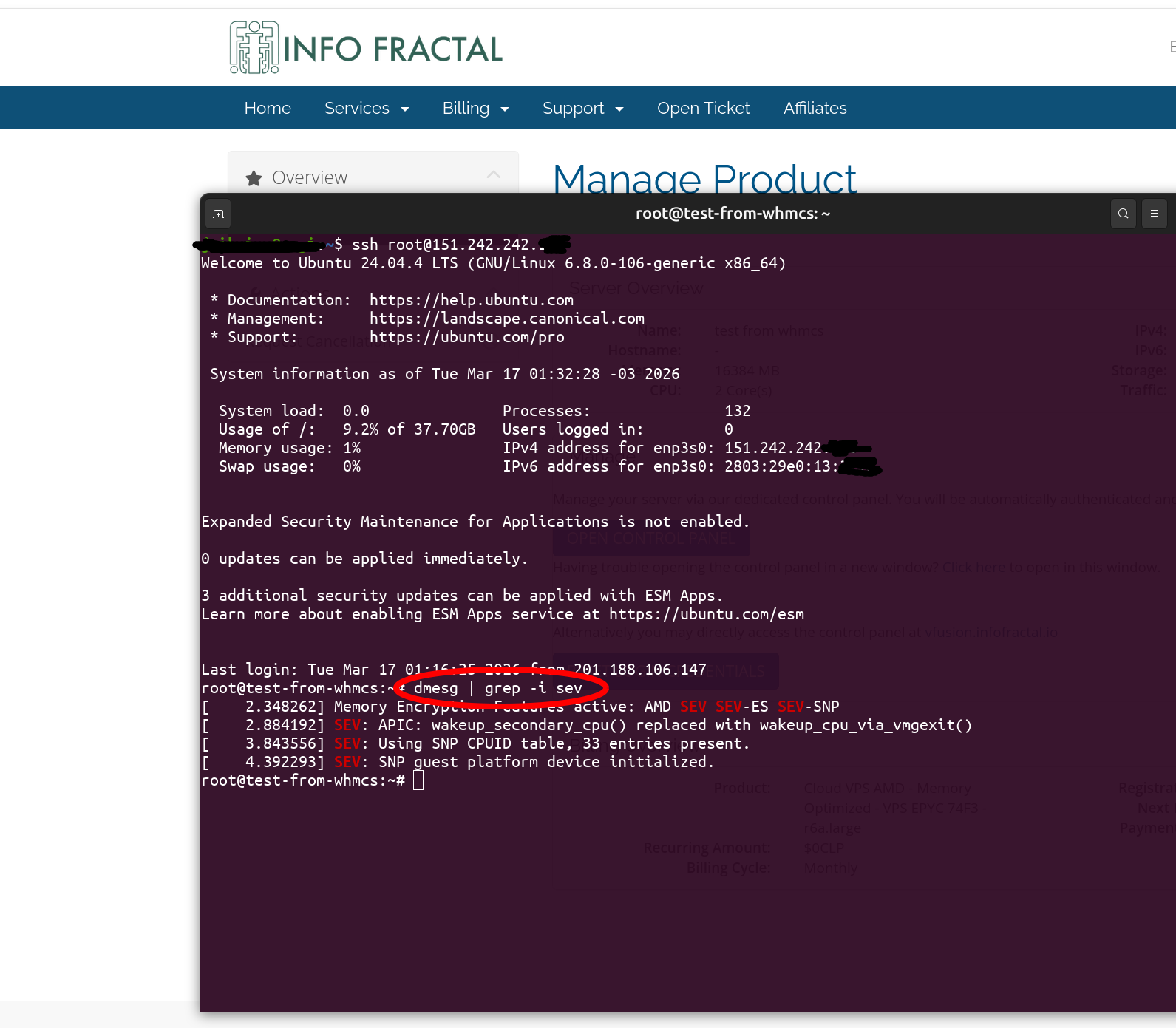 Checking for SEV in kernel log